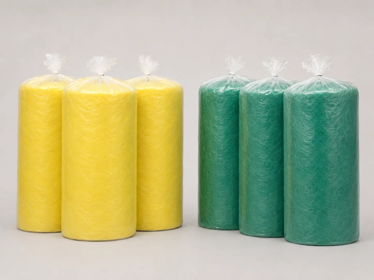 Yellow and green fiberglass spray booth exhaust filter media